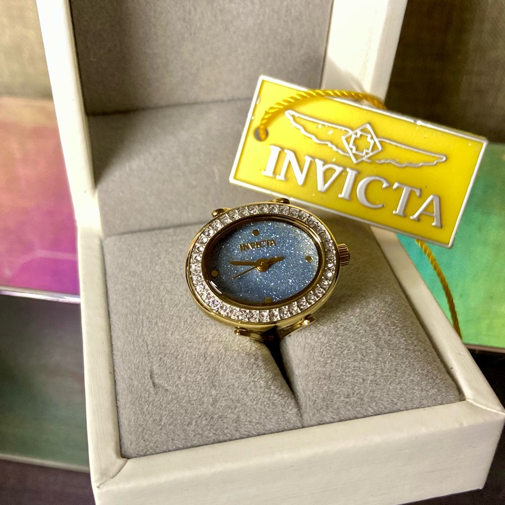 Invicta Women's Ring Watch Mini Angel Lady Gold Tone